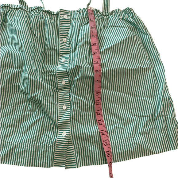J.Crew Striped Button Front Ruffle Tank Top Size 10 Clover Green White - Picture 6 of 6